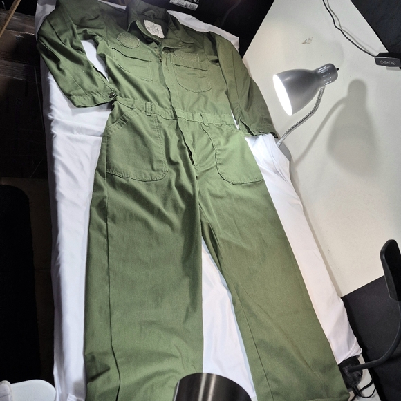US Military Green Utility Coveralls NSN 8405-01-462-4058 Size 40L Unicor FPI - Picture 7 of 14